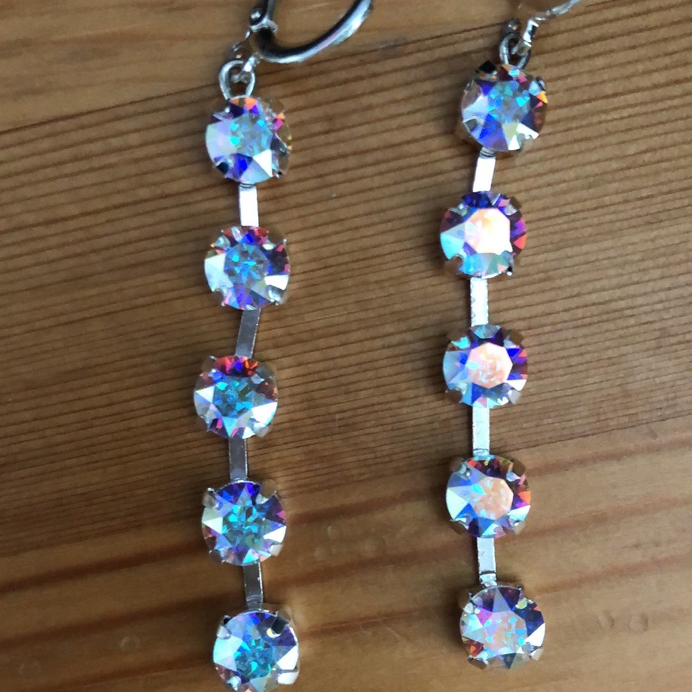 Aurora Borealis Crystal Drop Earrings - Picture 10 of 13